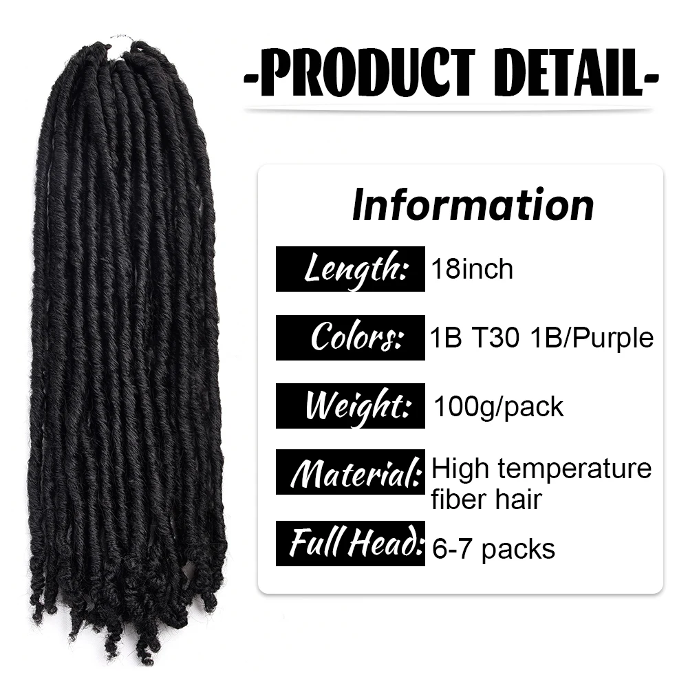 Silike Synthetic Goddess Faux Locs Crochet Hair 18Inch Dreadlock Braids Natural Pre looped Crotchet Braiding Hair Extensions