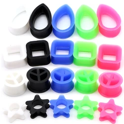 2PC Flexible Silicone Water Drop Star Square Ear Plugs Gauges Plugs Tunnels Body Jewelry Piercing Stretcher Teardrop Expanders