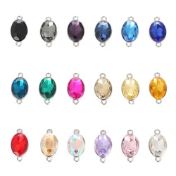 10pcs Crysta Glass Double Hole Charms Connectors Oval Pendants for DIY Earrings Bracelet Pendant Jewelry Making Accessories
