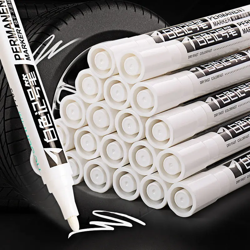 

5pcs White Waterproof Rubber Permanent Paint Marker Pen Car Tyre Tread Environmental Tire Painting Graffti Pen