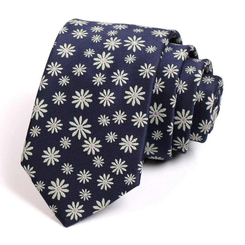 Men Business Work Necktie High Quality Snowflake Print 7CM Tie For Men Fashion Formal Neck Tie Gentleman Blue Ties With Gift Box