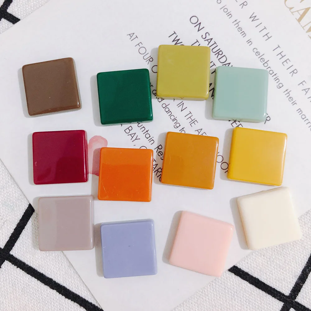 

DIY Jewelry Accessories 16*4mm Square Solid Colors Acrylic Sheet Handmade Hairpin Earrings Material Resin Cabochons 140pcs