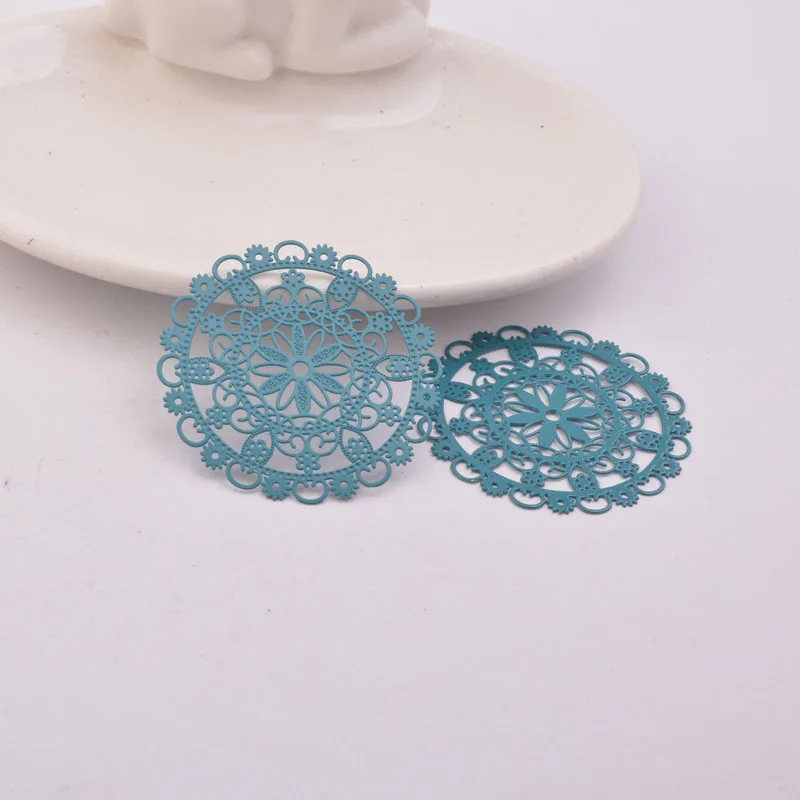 30 Stück AB5144 40mm Lasergeschnittene Große Runde Anhänger Verbinder Messing Schwarz Weiß Anhänger Schmuck Ohrring-Zubehör – Detail 9