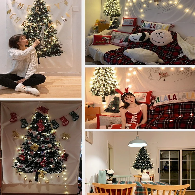 Panno d'attaccatura del fondo di fotografia del panno d'attaccatura della decorazione di giorno di natale del panno del fondo dell'albero di natale di INS