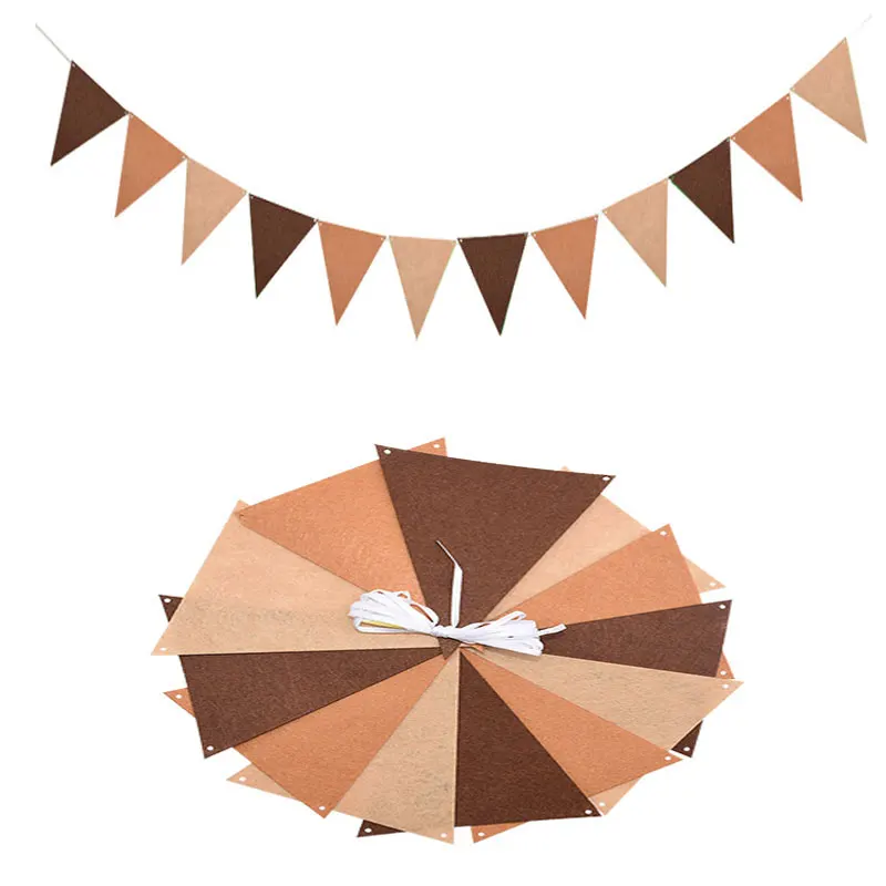 8M Khaki Brown Coffee Grey Pennants Bunting Banner Wedding/Christmas Day/Birthday Party Flags Hang Garland Decoration Supplies