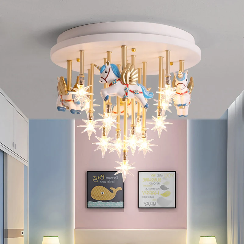 Children's room Ceiling Lamp Creative Warm Pegasus boys and girls Princess room Nordic minimalist bedroom  Ceiling Lights