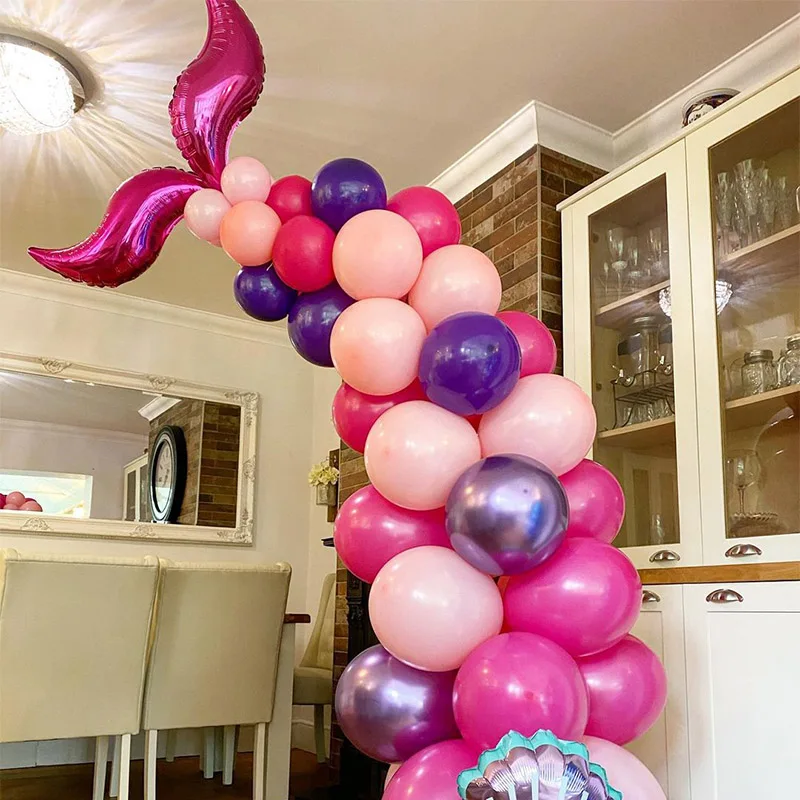 2 Stück 18 24 36 Zoll Meerjungfrau Party Ballon Girlande S Form Luftballons Meerjungfrau Schwanz Kurve Flachfolienballon 1. 2. Kindergeburtstag Party – Detail 5
