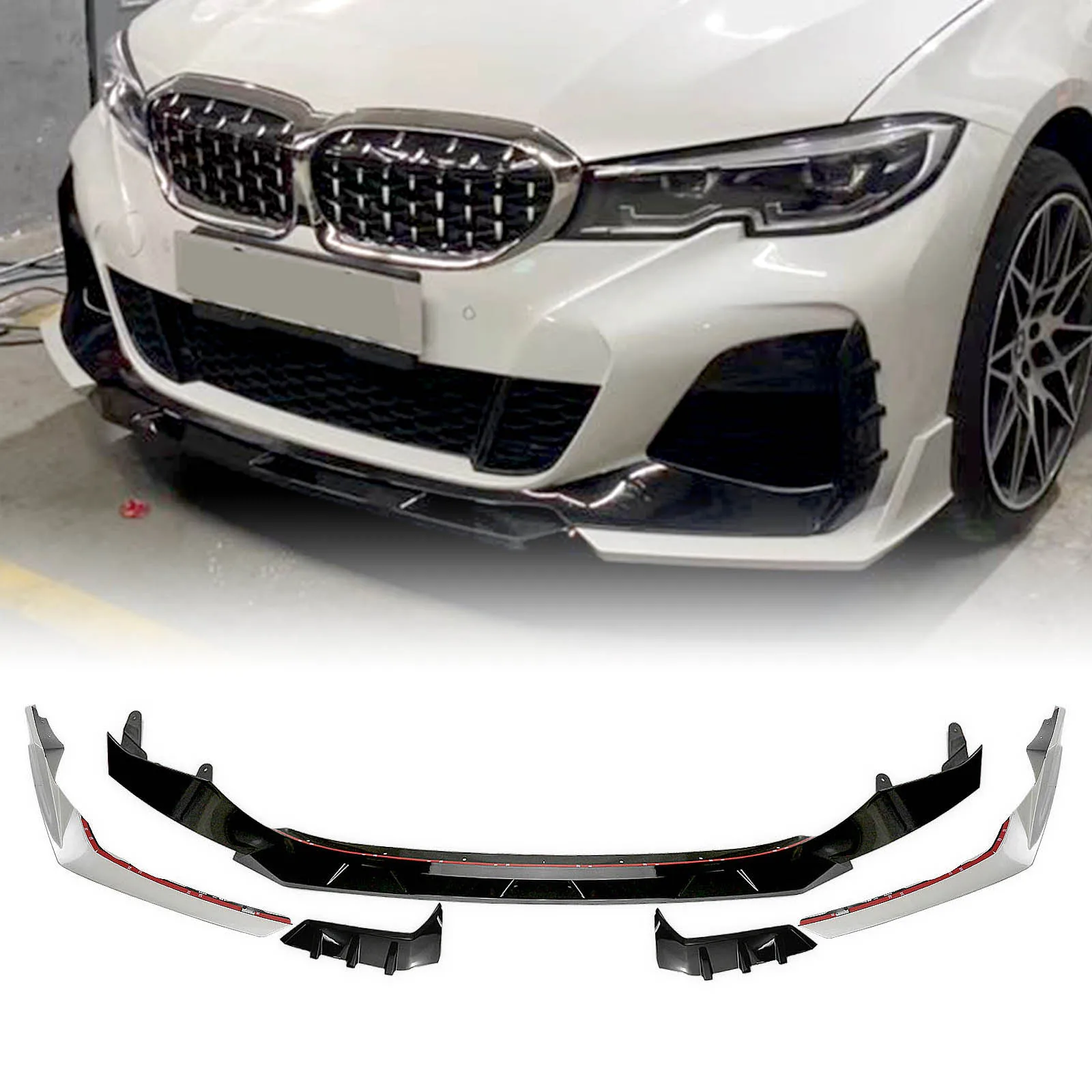 

AKASAKA Front Bumper Spoiler Lip For BMW 3 Series G20 G21 G28 2019-2021 320i 325i 325li 330i M Sport Splitter Protector Blade