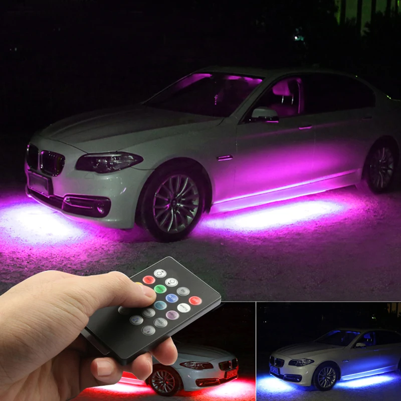 Under Car LED Lights Underglow Flexible Strip Lights Music RGB Decorative bottom decoration atmosphere lamp Chassis Light 12V