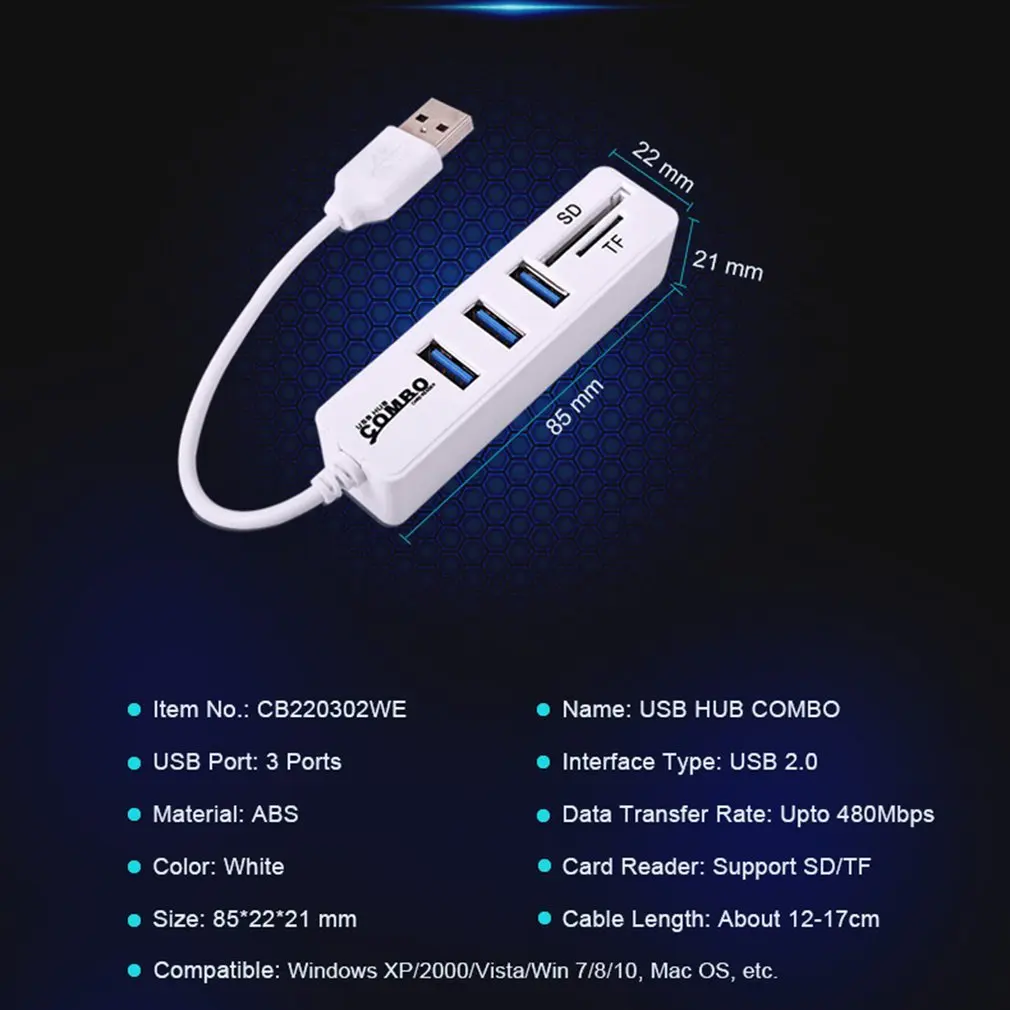 متعدد العالمي USB 2.0 محور USB الخائن عالية السرعة 3/6 منافذ 2.0 هاب TF قارئ بطاقة SD الكل في واحد لأجهزة الكمبيوتر اكسسوارات الكمبيوتر