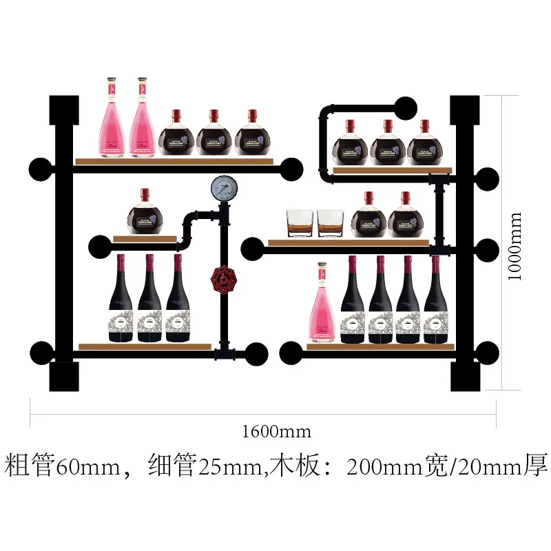 Retro Design Creative Wall-mounted Wine Rack, Home Wall Decoration, Wine Cup Rack, Wine Cabinet Wall Wine Bottle Rack