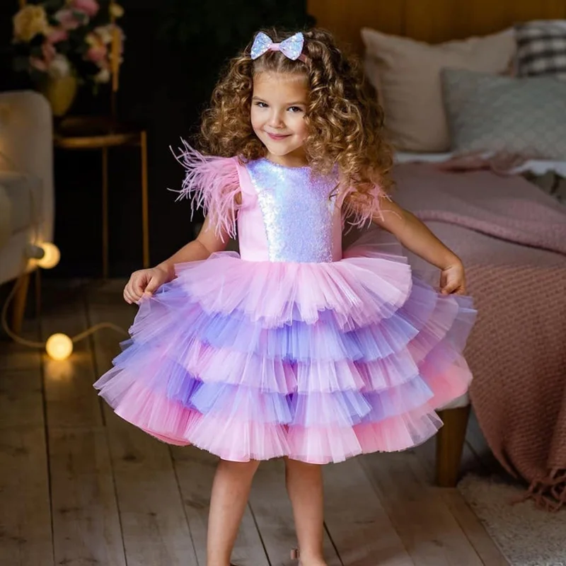 

Yipeisha Baby Girl Cupcake Dress Kids Birthday Party Dress Knee Length Ball Gown Puffy Flower Girl Dresses for Wedding Banquet