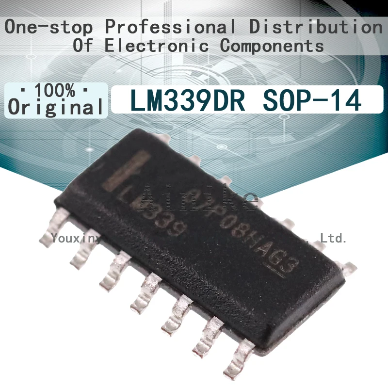 Puce de comparateur de tension différentielle, LM339DR LM339 SOP-14, puce SOIC-14, circuit intégré de comparateur de tension différentielle à quatre voies, 10 pièces