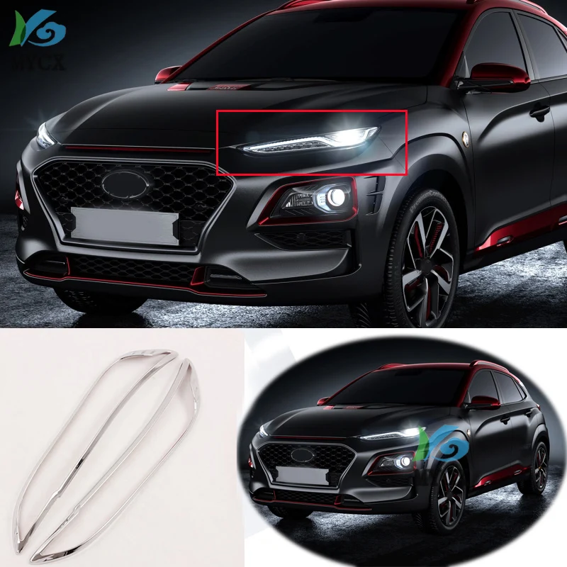 

For Hyundai Kona 2018 2019 2020 Rear Light Strips ABS Chrome External Taillight Decoration Cover Trim Car styling