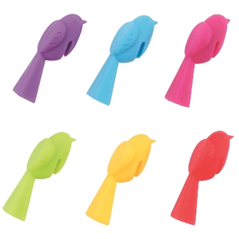 6PCS pennarelli per bicchieri da vino a forma di uccello multicolore identificatore per tazza segno segno forniture per feste in Silicone per uso alimentare Charms per bevande