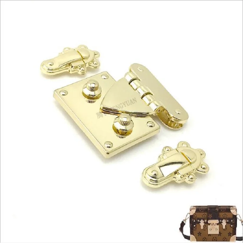 (10 pcs/lot) new high-end quality brand luggage hardware box lock retro box small square bag metal lock