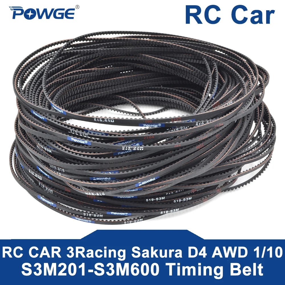 

POWGE WRC Car Racing Sakura D4 D3 S3M-255/351/411/447/507/510/513/516/519/522/540/552/750mm Front Timing Belt Drift Racing car