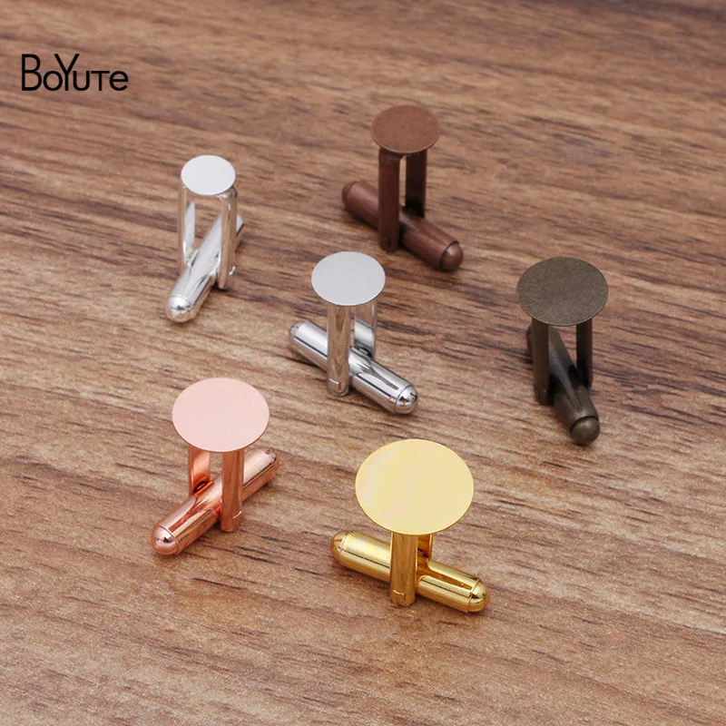 BoYuTe (20 Pieces/Lot) French Cufflinks with 6-8-10-12MM Flat Glue Pad Base Diy Handmade Materials for Jewelry Making