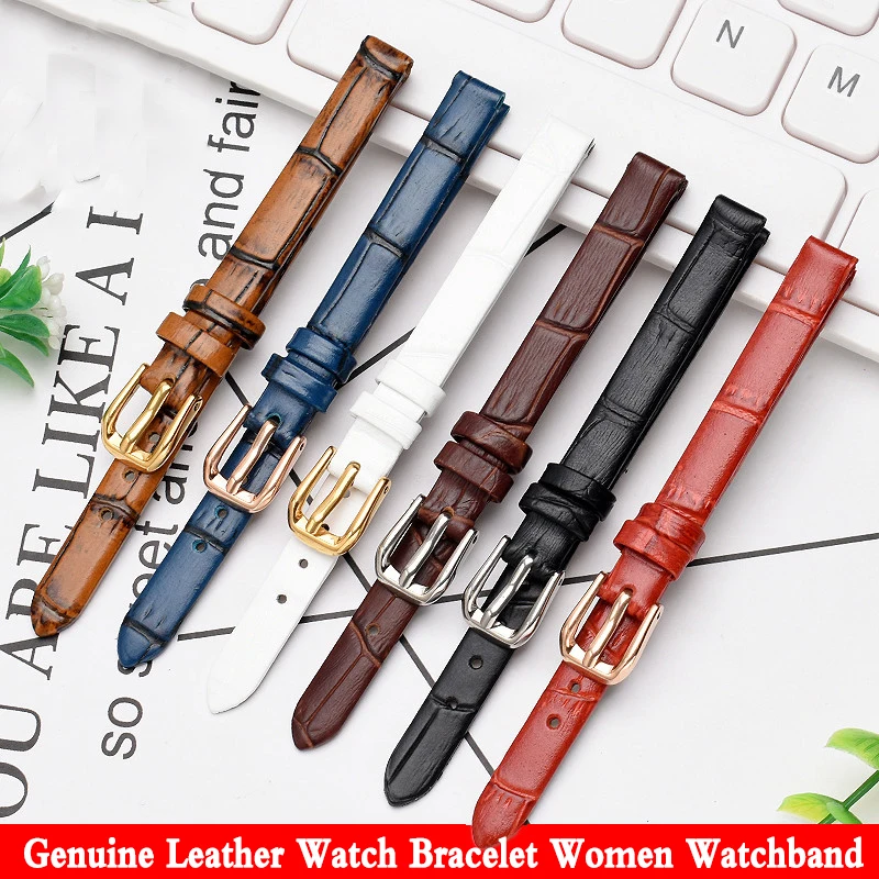 Genuine Leather Watch Bracelet Women Watchband Wristwatches Mini Band 6mm 8mm 10mm 12mm 14mm 16mm  Small Size Watch strap