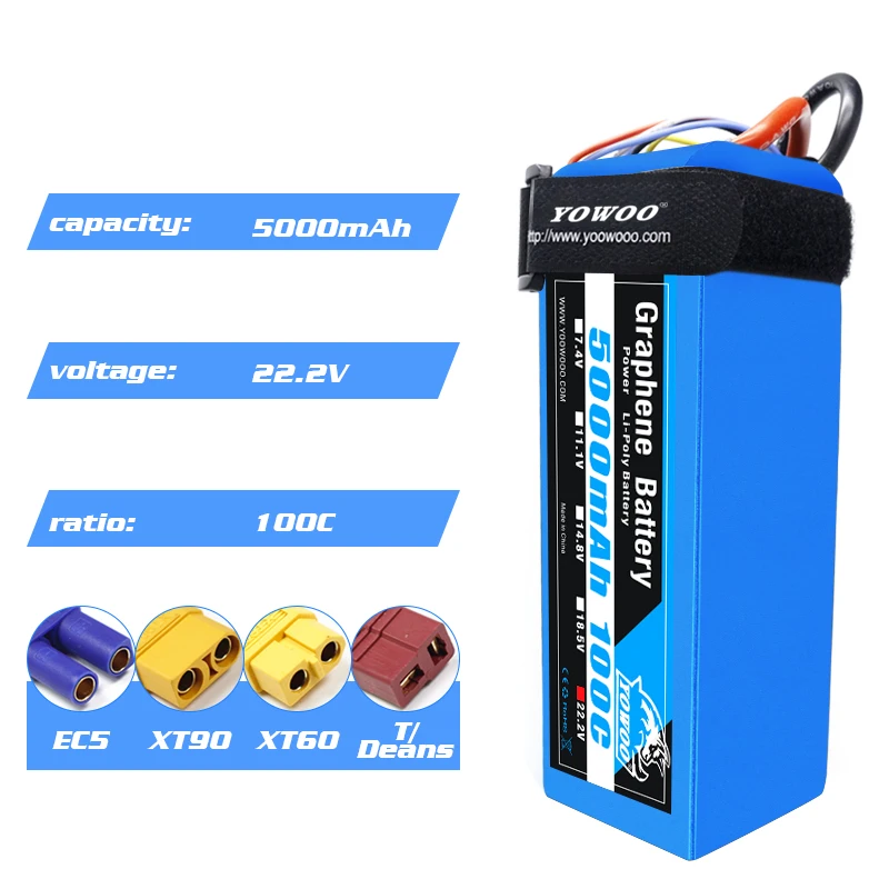 Yowoo الجرافين يبو 3S 4S 6S بطارية 11.1V 14.8V 22.2V 2200mah 5000mah 6000mah 3000mah XT60 XT90 EC5 100C RC طائرة قطع غيار السيارات