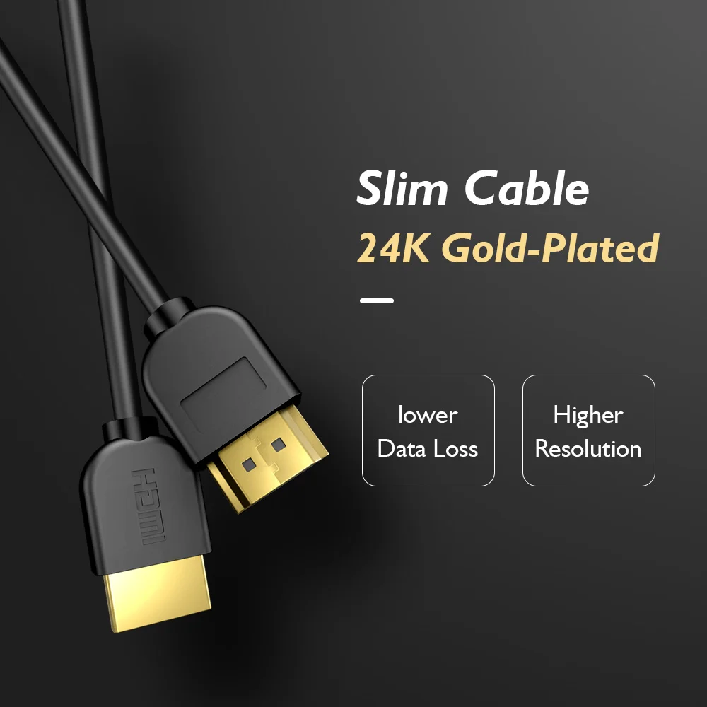 PCER HDMI Cable Wire Ultra Slim Gold-Plated 4K 3840*2160P Resolution Cable HDMI Thin 1.5M 3M Hdmi Cord Ultra HD 3D Image