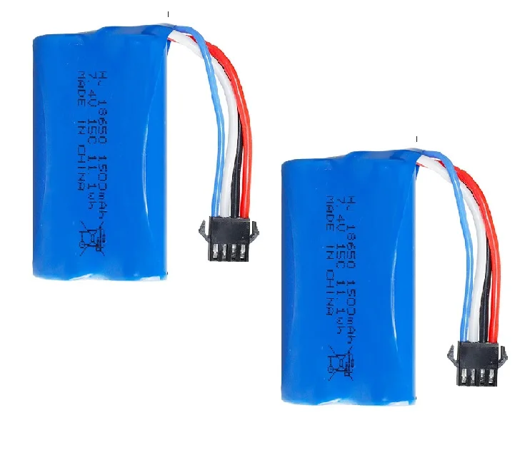 Batería Lipo para UDI 001 UDI001 Huanqi 960, barco de control remoto, lancha rápida, piezas de juguete, 7,4 V, 1100mAh, 18500 2S con batería de enchufe de SM-4P