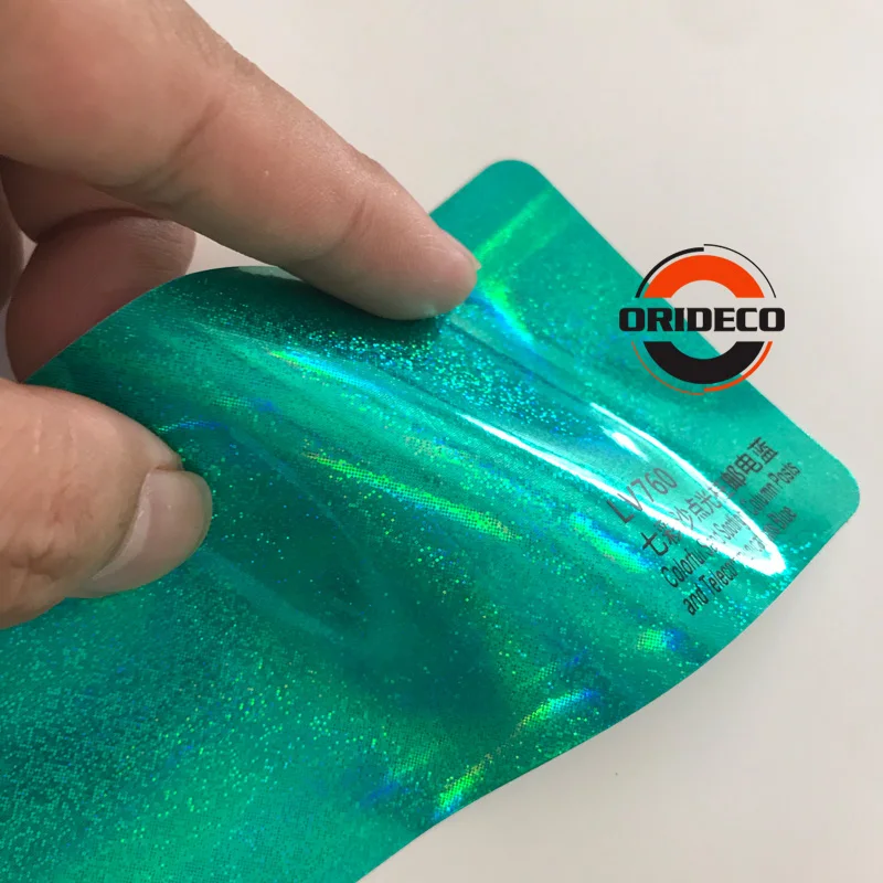 Silver Teal Sparkle Glitter Neon Rainbow Holographic Chrome Vinyl Wrap Film Air Bubble Free Laser Chrome Car Wrap 1.52*18M/Roll