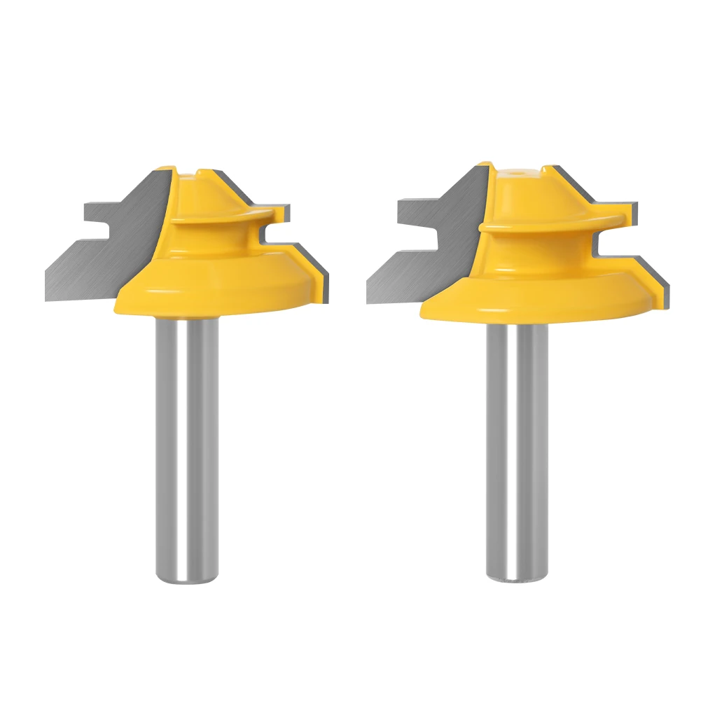 1-3PCS Small Lock Miter Router Bit Anti-kickback 45 Degree 1/2 Inch Stock 8 Inch Shank Tenon Cutter for WoodworkingTools