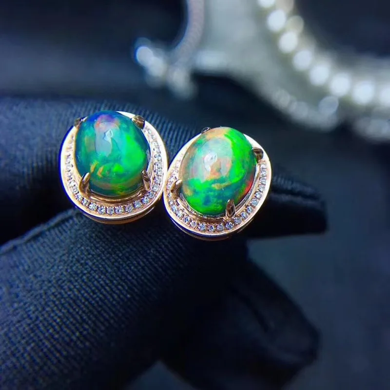 Natural Opal Gemstone Fashion  Earrings for Women Real 925 Sterling Silver Charm Fine Jewelry