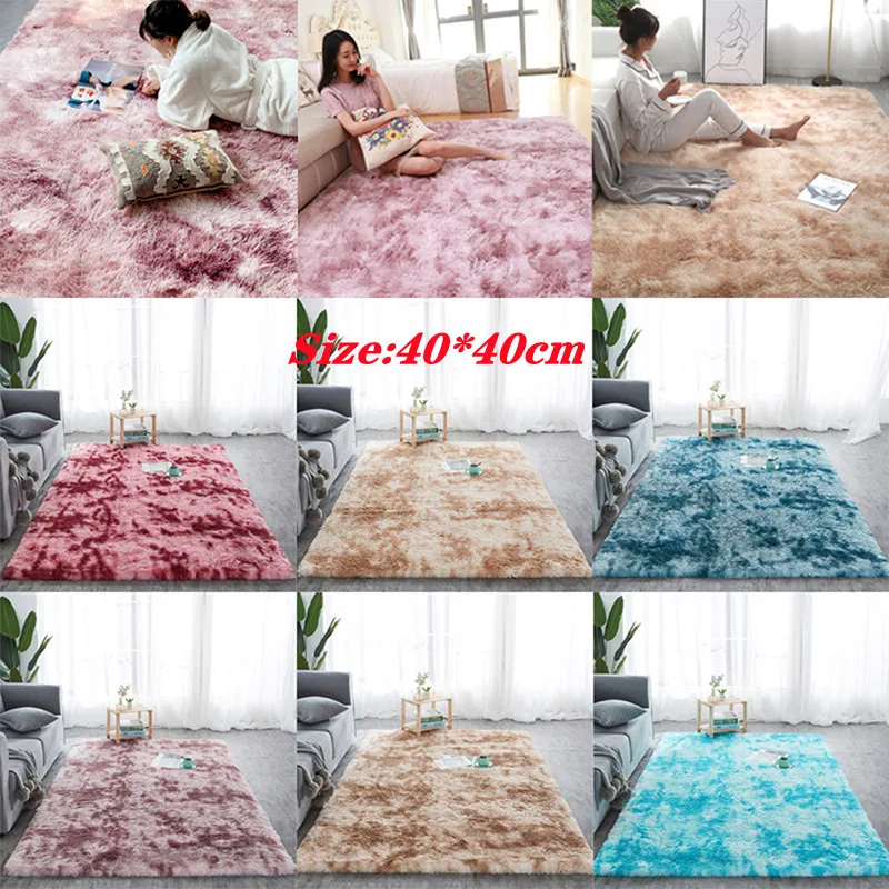 Plush Carpet For Living Room Fluffy Rug Thick Bed Room Carpets Anti-slip Floor Gray Soft Rugs Tie Dyeing Velvet Kids Room Mat