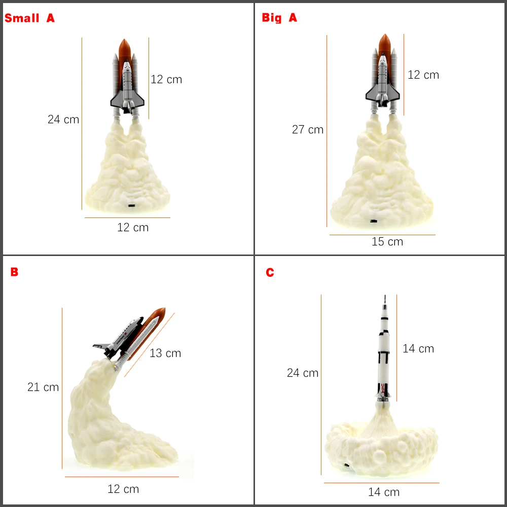 Lámpara de lanzadera espacial con impresión 3D, luces de noche de cohete para amantes del espacio, escritorio de casa interior, mesa, Luna, lámparas