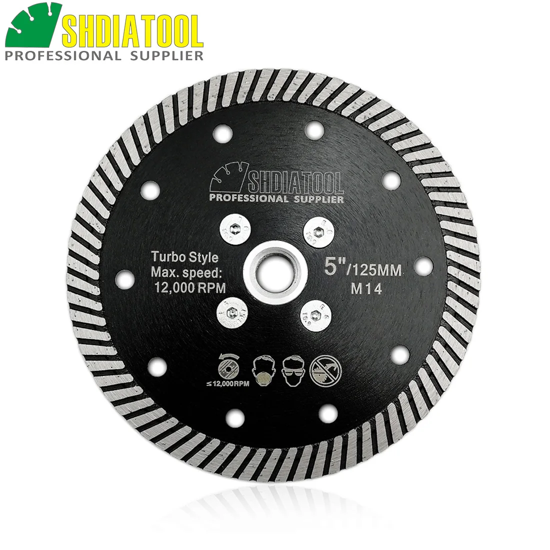 

SHDIATOOL Dia 5"/125mm Diamond Hot Pressed Narrow Turbo Blade With M14 Thread Cutting Disc For Granite Marble Concrete Masonry