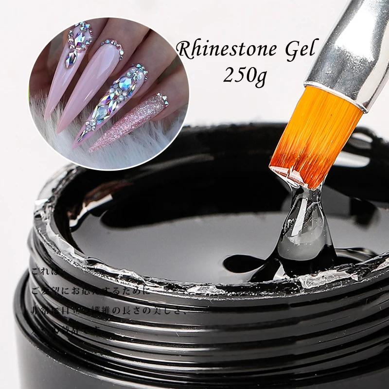 

MSHARE 250g Nail Rhinestone Gel No Wipe Glue Super Sticky Crystal Medium Viscosity