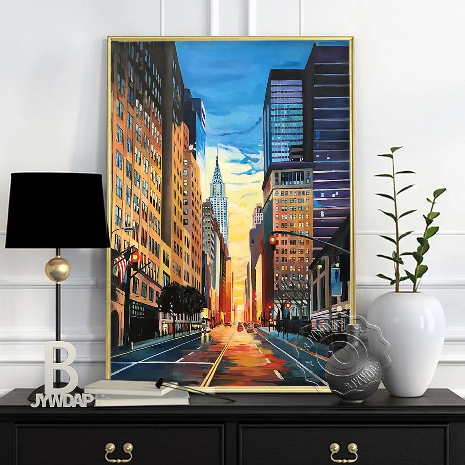 New York City Empire State Building Wall Art Canvas Painting Watercolour Nordic Posters And Prints Wall Pictures For Living Room