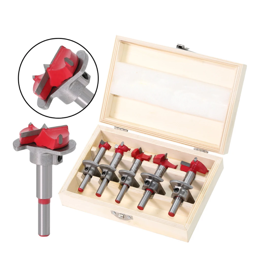 

5Pcs High quality Forstner Drill Bit wooden box Set 15 - 35mm Wood Auger Cutter Hex Wrench Woodworking Hole Saw For Power Tools