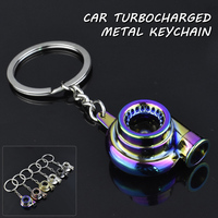 Car Turbo Turbocharger Keychain Zinc Alloy Metal Keyring Spinning Mini Turbine Key Ring Auto Pendant Creative for Women Men Gift