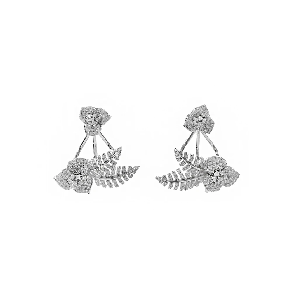 LANFLORA fashion rose flowers zircon women copper alloy stud earrings for birthday cheap factory shop earrings wholesale price