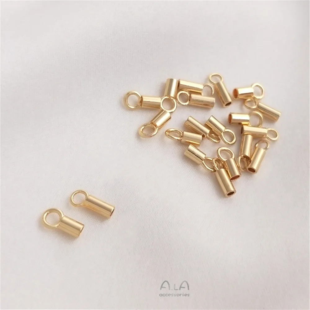 14K Gold Plated Chain leather rope joint sleeve end buckle positioning pipe DIY manual connection accessories materials