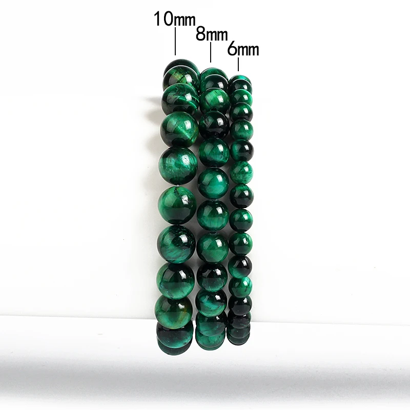 Lightning Royal Green Tiger Eye Bracelet Men 6-12mm Natural Energy Stone Beads Reiki Healing Bracelets for Women Jewelry Pulsera