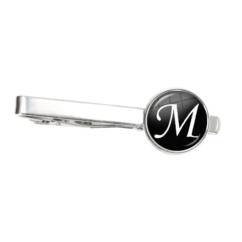 Men\'s Fashion 26 Alphabet Letters Tie Clips Personality Name Letters Jewelry Men Necktie Clip Pin Suit Accessories Gift
