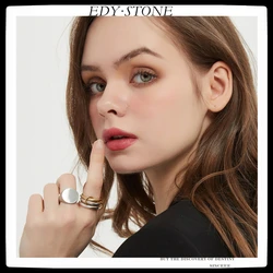 EDY New Punk Vintage Simple Personality Three-layer Micro-inlaid Zircon Trendy Female Ring For Women Girl Party Jewelry