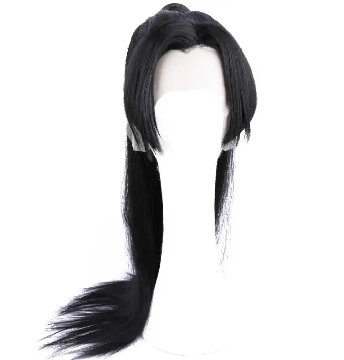 Ancient Chinese Knight Wig Ming Dynasty Samurai Men Long Black Hair Hanfu