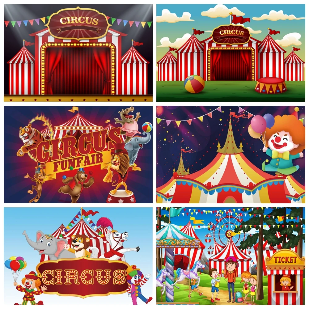 

Baby Circus Cruise Stage Tent Red Curtain Birthday Party Play Show Portrait Photo Backdrops Photography Backgrounds Photo Studio