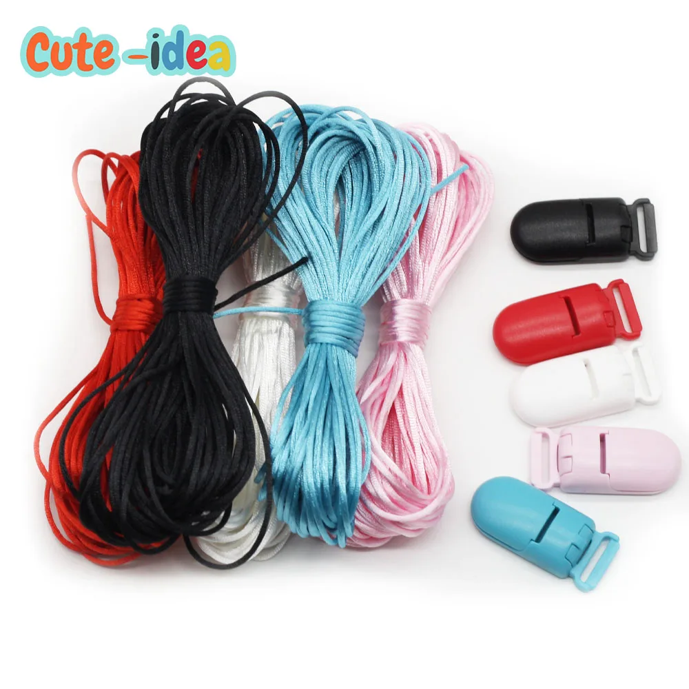 Cute-idea Baby Teether Accessories Plastic Clip Colorful Nylon Cord DIY For Baby Silicone Teething Necklace Pacifier Clips Tool