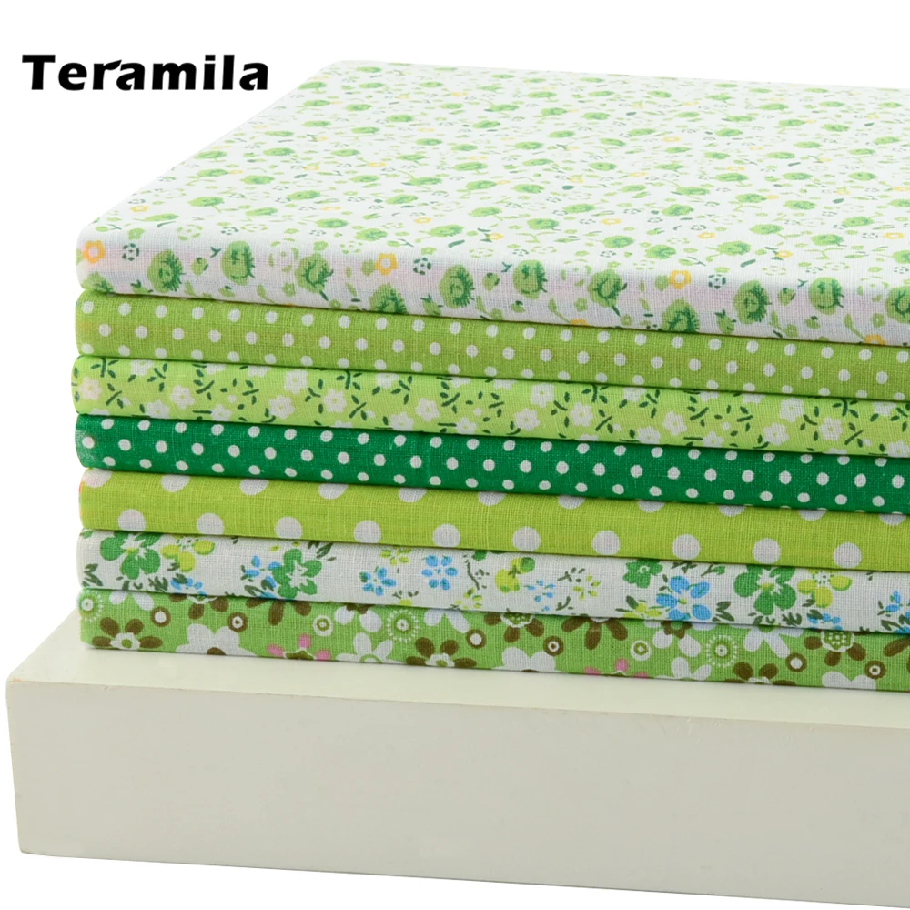 

Teramila Flowers Dot Precut Bundle 7Pcs 100% Cotton Fabric Patchwork Tissue Green Home Decoration Scrapbooking Quilting Art Work