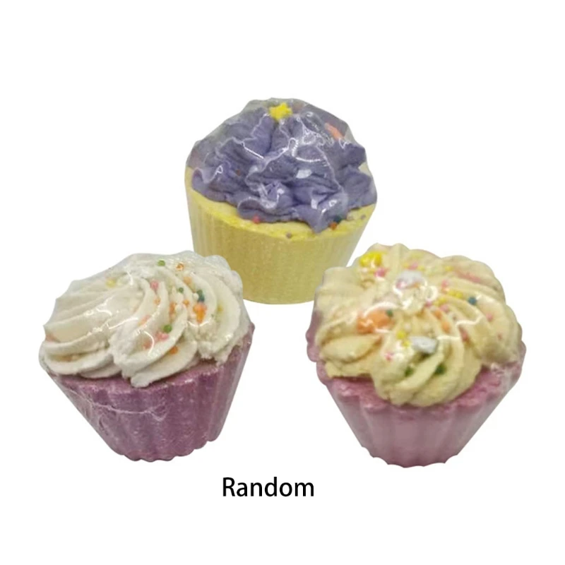 Cup Cake Bubble Bath Bomb Natural Fizzy for Women Moisturizes Dry Sensitive Skin. Releases Color, Scent, and Bubbles