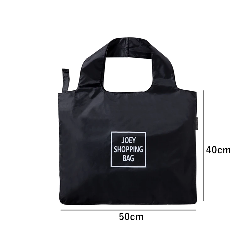 Foldable Supermarket Shopping Bag High Capacity Ripstop Grocery Tote Women Shoulder Shopper Bag Waterproof Black Nylon Handbags