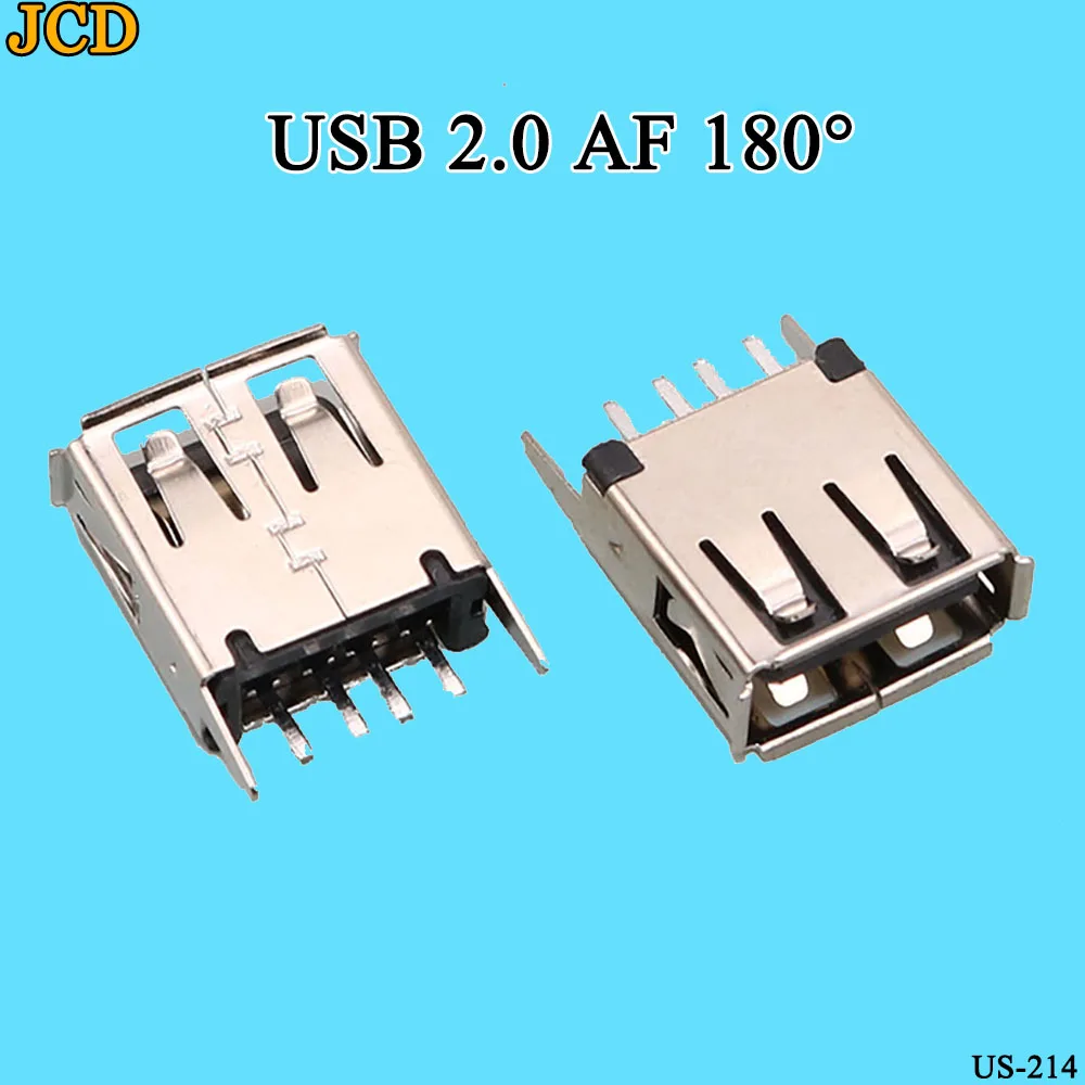 

JCD 10PCS/lot USB 2.0 jack A Type USB Connector Female Socket Straight Feet 180 degree DIP black(H=13.7mm)