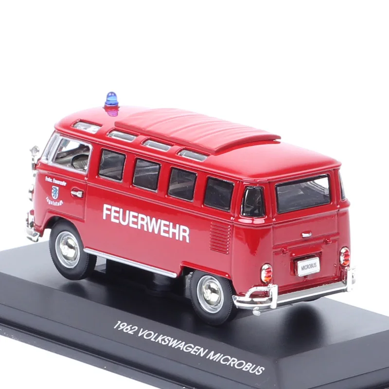 Yatming-coche de policía Microbus clásico para niños, Mini furgoneta, camión de bomberos, modelo fundido a presión, vehículos de juguete con caja acrílica, escala 1:43, 1962