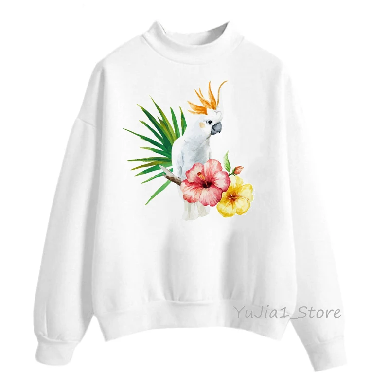 Cute watercolor Cockatiel design hoodies women kawaii Parrot toucan bird print sweatshirt winter hoody ladies custom moletom